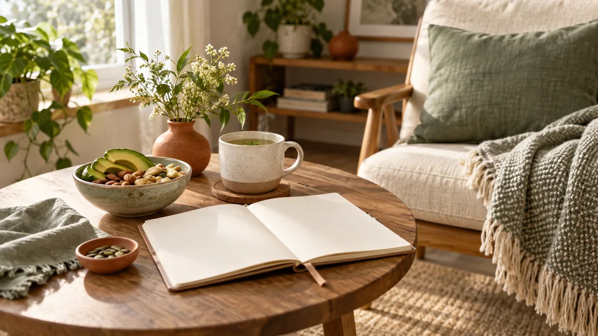 A snack beside a daily journal