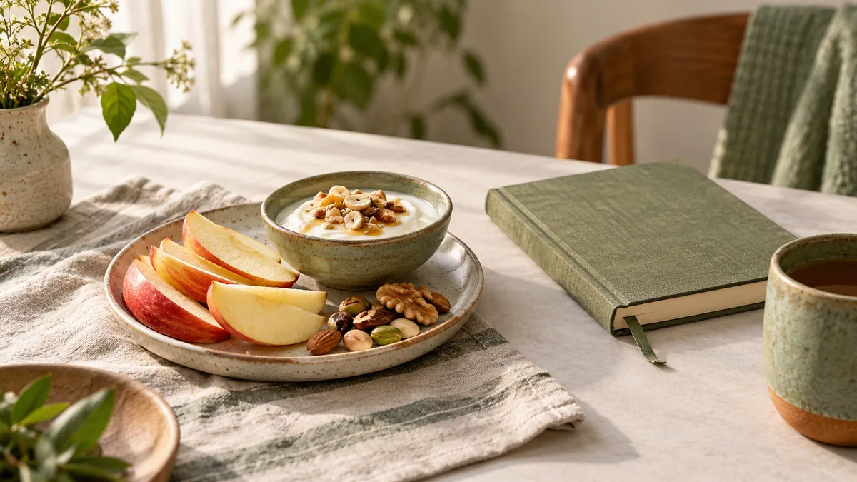 Snack and notepad to note the feeling of hunger