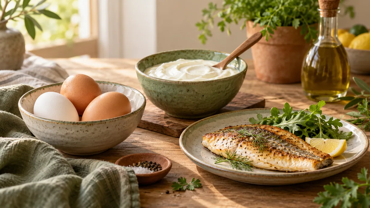 Eggs, yogurt and fish