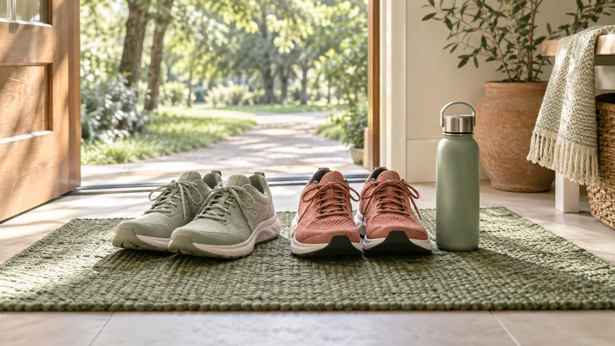 Walking shoes by the front door